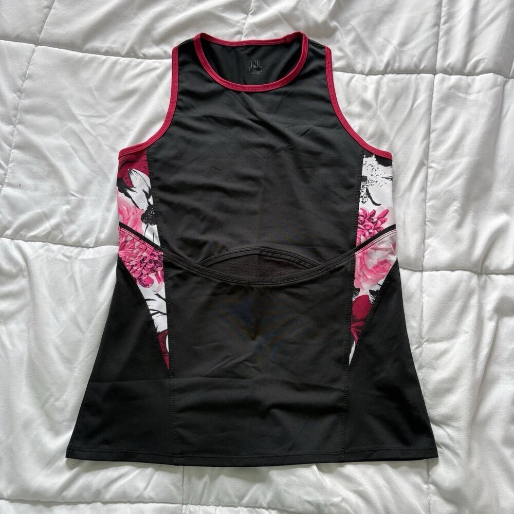 Tail Tank Top Womans Size Small Black Pink Floral Tennis Golf Yoga Outdoor